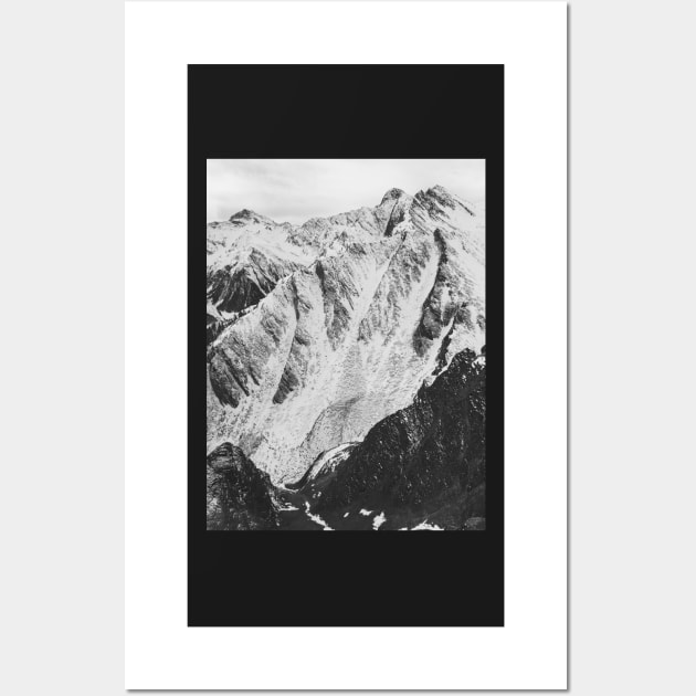 Black and White Shot of Snow-Covered Swiss Alps Wall Art by visualspectrum